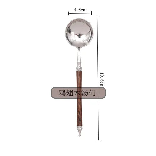 Western tableware set chicken wings wooden handle 304 stainless steel steak knife fork spoon chopstick spoon dessert fork spoon