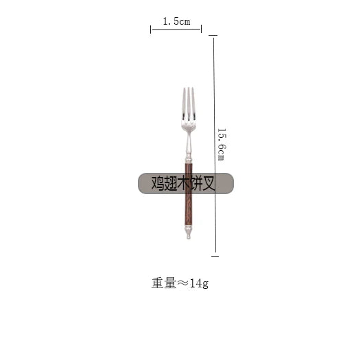 Western tableware set chicken wings wooden handle 304 stainless steel steak knife fork spoon chopstick spoon dessert fork spoon