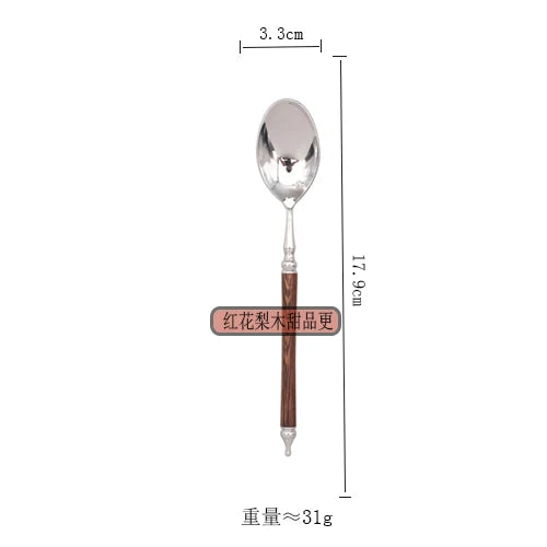Western tableware set chicken wings wooden handle 304 stainless steel steak knife fork spoon chopstick spoon dessert fork spoon