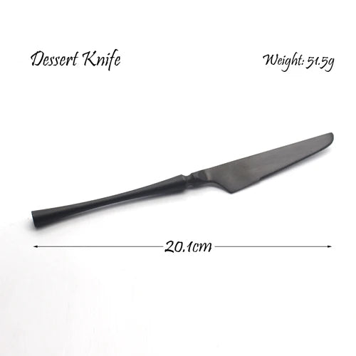 Black Cutlery Set 304 Stainless Steel Butter Knife Dessert Fork Spoons Western Dinnerware Tableware Set Kitchen Accessories