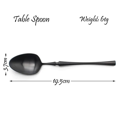 Black Cutlery Set 304 Stainless Steel Butter Knife Dessert Fork Spoons Western Dinnerware Tableware Set Kitchen Accessories