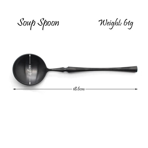 Black Cutlery Set 304 Stainless Steel Butter Knife Dessert Fork Spoons Western Dinnerware Tableware Set Kitchen Accessories