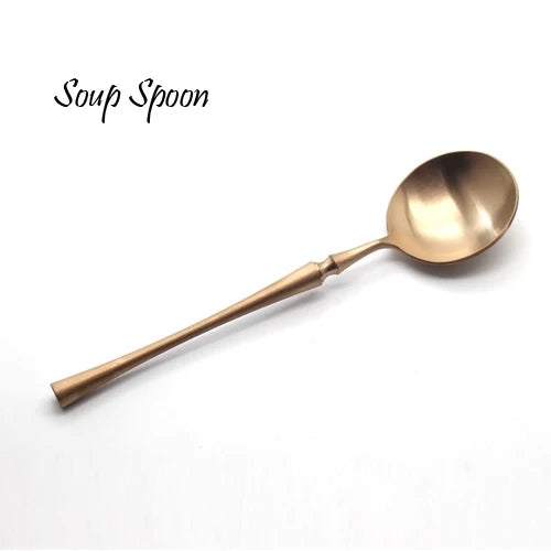 Luxury Rose Golden Cutlery Set 304 Stainless Steel Colored Dinner Knife & Fork Dinnerware Tableware Kitchen Accessories