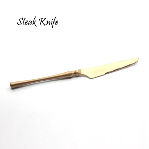 Luxury Rose Golden Cutlery Set 304 Stainless Steel Colored Dinner Knife & Fork Dinnerware Tableware Kitchen Accessories