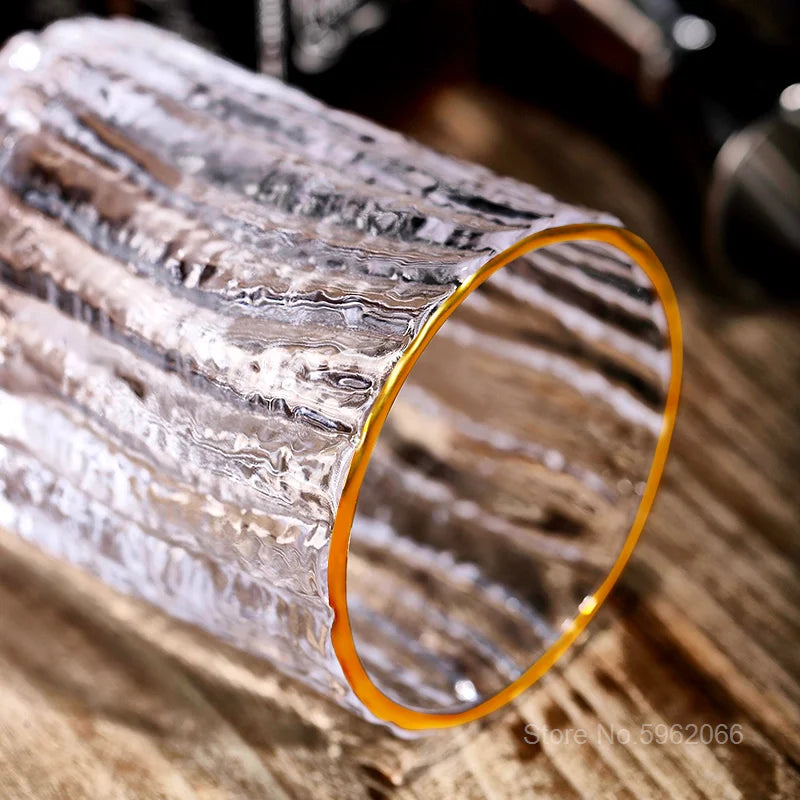 Japanese Hammer Tree Bark Pattern Old Fashioned Glass Of Whisky Frosted Crystal Liquor Glass Whiskey Cup Beer Tumbler Wineglass