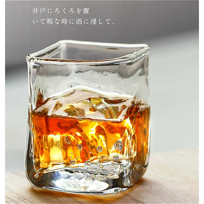 Top Collection Level Japanese Edo Crystal Whiskey Cup Gift Box Set Bubble Square Old Fashioned Glass Liquor Cognac Wine Tumbler