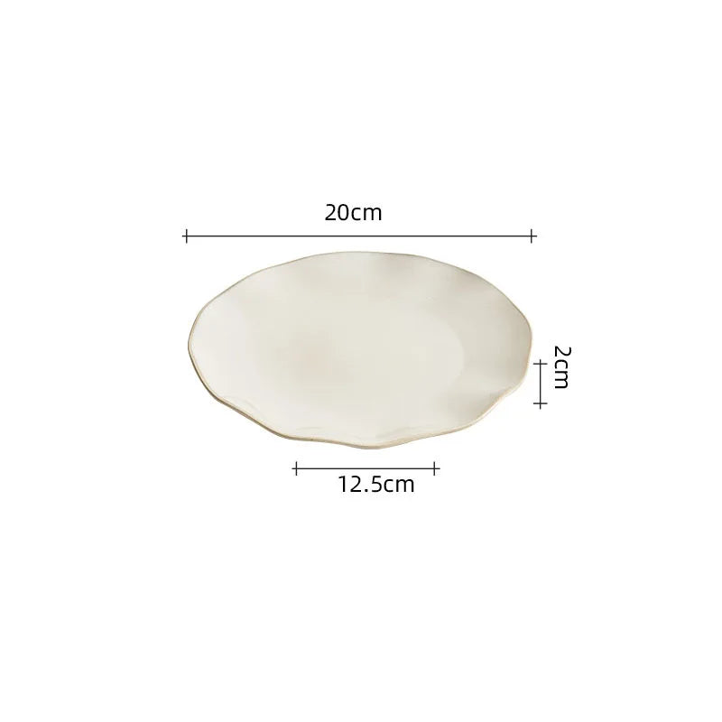 Beige Color Irregular Ceramic Plate Steak Plate Salad Plate Dessert Plates Sushi Plates Molecular Cuisine Creative Tableware
