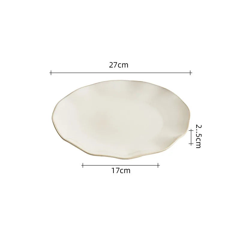 Beige Color Irregular Ceramic Plate Steak Plate Salad Plate Dessert Plates Sushi Plates Molecular Cuisine Creative Tableware