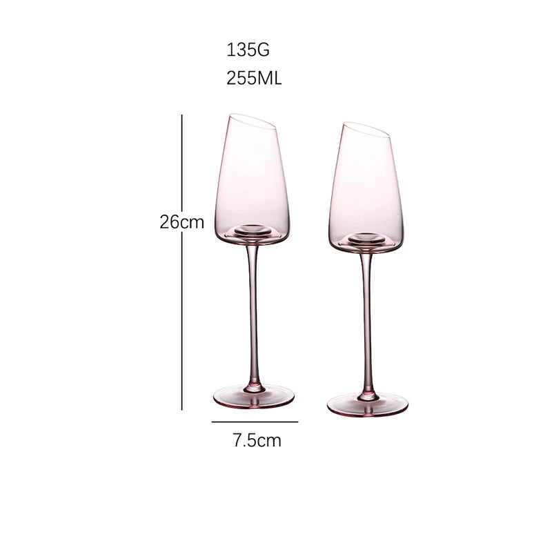 French Pink Flamingo Red Wine Glasses Set Crystal Glass Goblet Creative Inclined Mouth Concave Bottom Champagne Wine Cup Blue