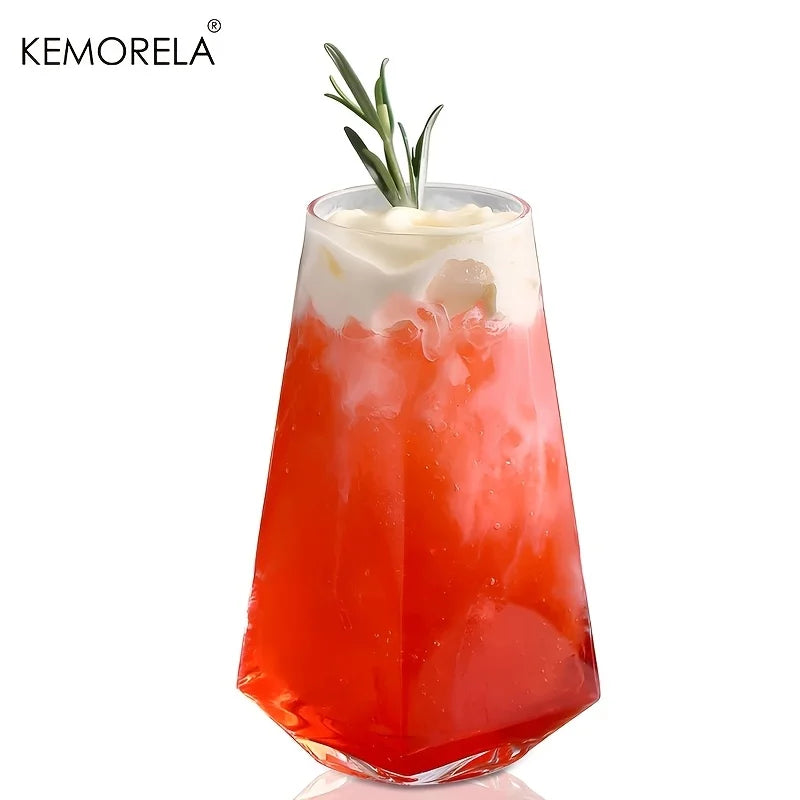 KEMORELA 500ml Geometrical Highball Glasses Crystal Glass, Reusable Machine Washable Multipurposefor Water Cocktail Beer Juice