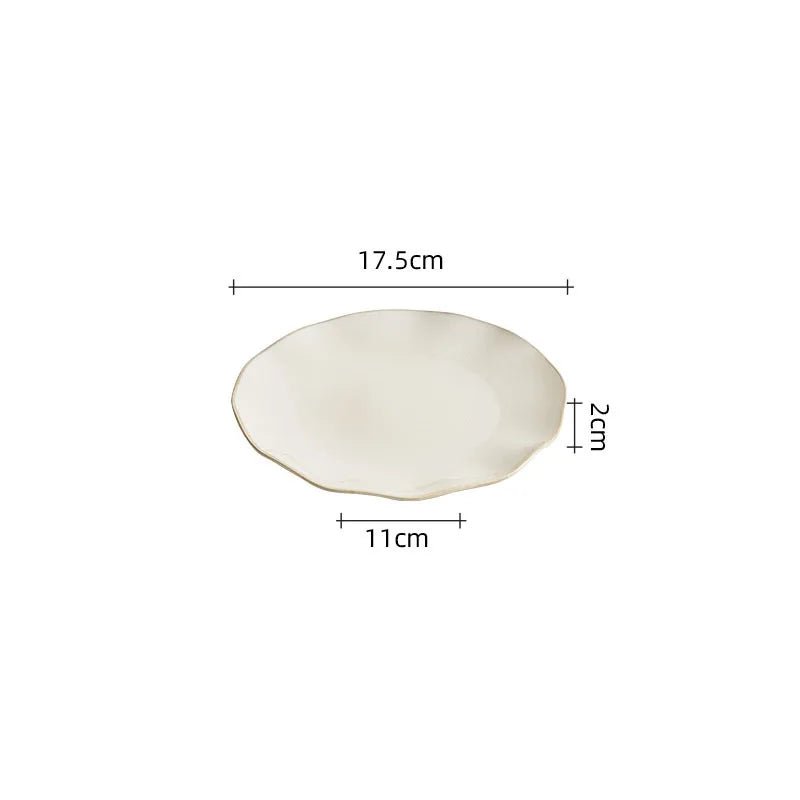 Beige Color Irregular Ceramic Plate Steak Plate Salad Plate Dessert Plates Sushi Plates Molecular Cuisine Creative Tableware