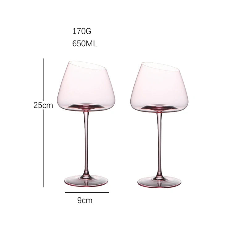 French Pink Flamingo Red Wine Glasses Set Crystal Glass Goblet Creative Inclined Mouth Concave Bottom Champagne Wine Cup Blue