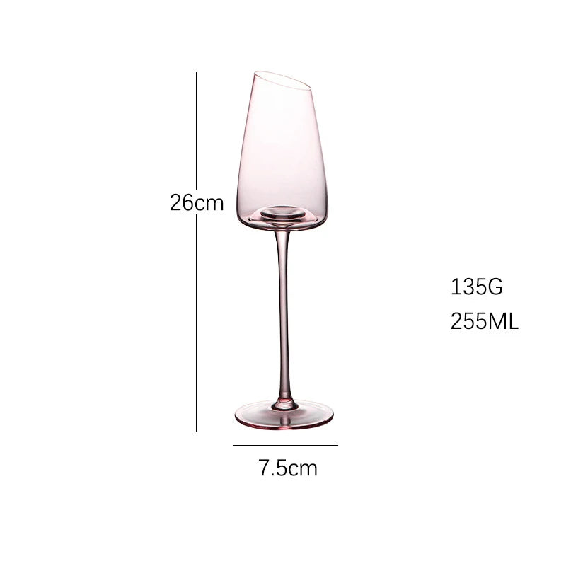 French Pink Flamingo Red Wine Glasses Set Crystal Glass Goblet Creative Inclined Mouth Concave Bottom Champagne Wine Cup Blue