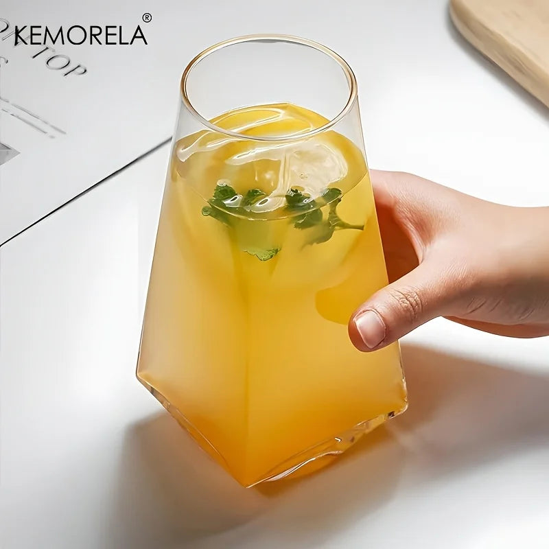 KEMORELA 500ml Geometrical Highball Glasses Crystal Glass, Reusable Machine Washable Multipurposefor Water Cocktail Beer Juice