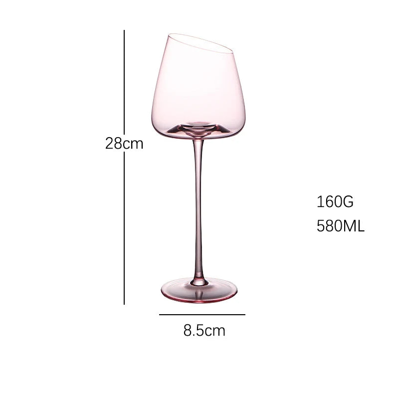 French Pink Flamingo Red Wine Glasses Set Crystal Glass Goblet Creative Inclined Mouth Concave Bottom Champagne Wine Cup Blue