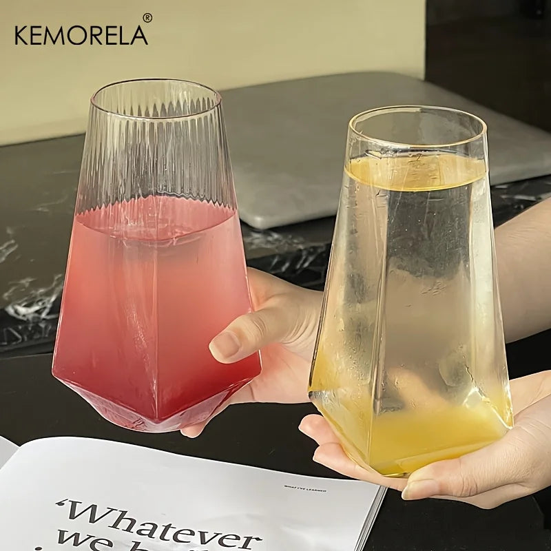 KEMORELA 500ml Geometrical Highball Glasses Crystal Glass, Reusable Machine Washable Multipurposefor Water Cocktail Beer Juice