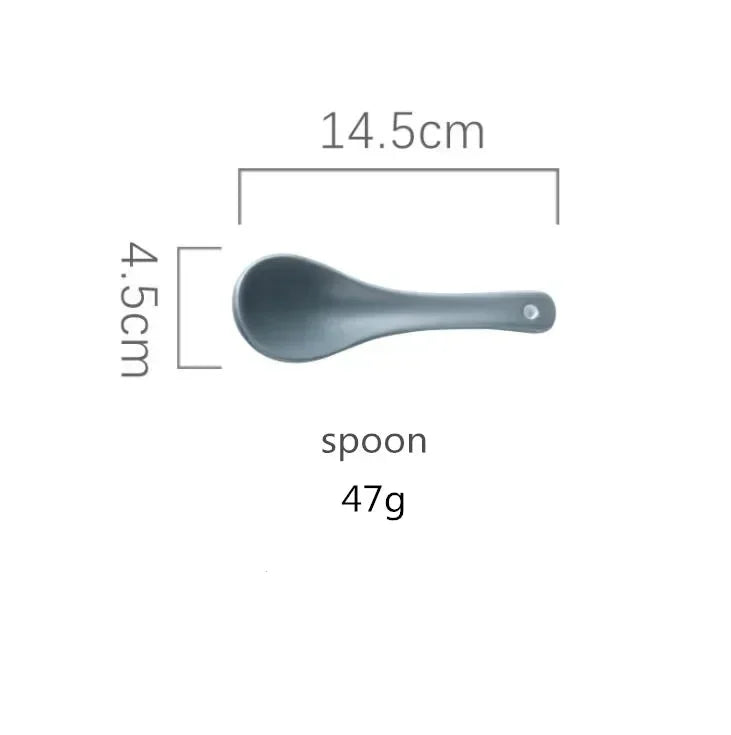Matte Gilt Rim Ceramic Tableware Set with Spoon Cereals Bowl Dessert Plate Steak Plate for Dinner Gift Plates and Bowls Set