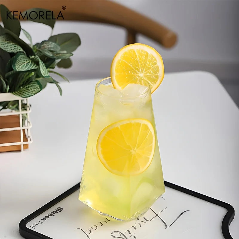 KEMORELA 500ml Geometrical Highball Glasses Crystal Glass, Reusable Machine Washable Multipurposefor Water Cocktail Beer Juice