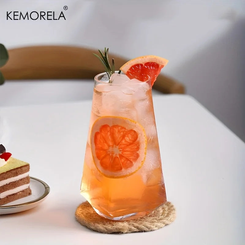 KEMORELA 500ml Geometrical Highball Glasses Crystal Glass, Reusable Machine Washable Multipurposefor Water Cocktail Beer Juice