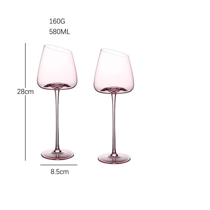 French Pink Flamingo Red Wine Glasses Set Crystal Glass Goblet Creative Inclined Mouth Concave Bottom Champagne Wine Cup Blue